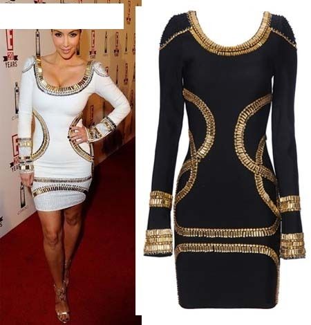 STRAPLESS SKIRT BANDAGE DRESS BLACK/WHITE