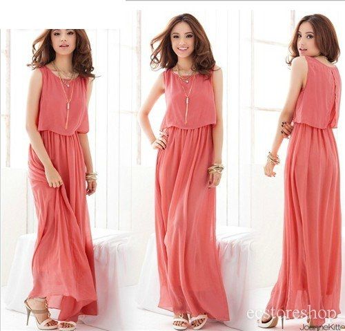 Vestido longo salmao