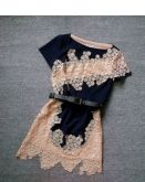 Fashion openwork crochet short-sleeved dress